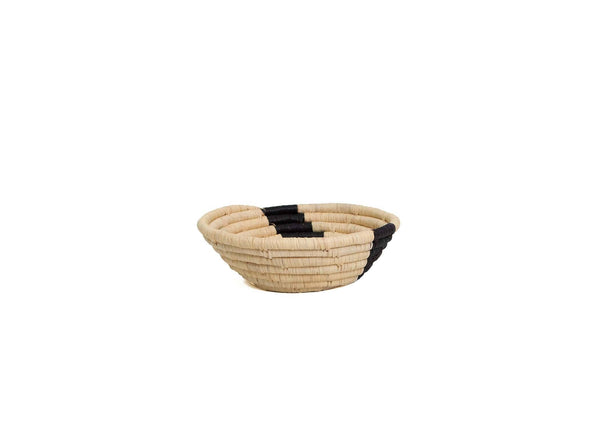 Modern Woven Bowl - 6" Striped Black & Natural