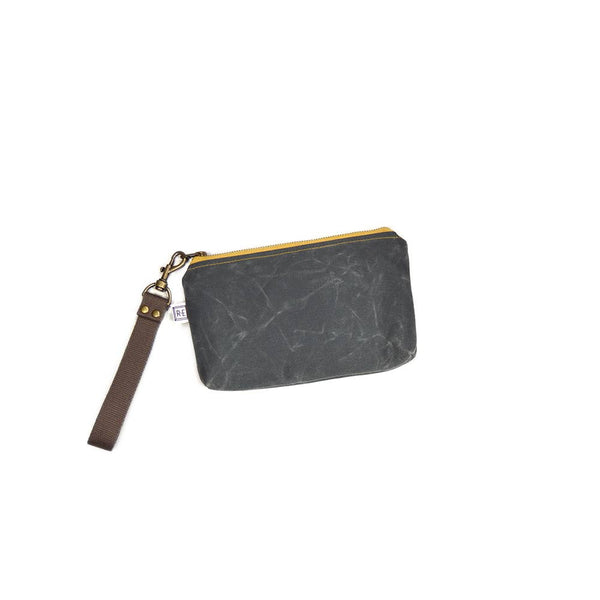 Midi Wristlet - Waxed Canvas // Small Vegan Clutch