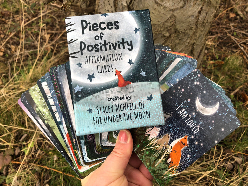 Pieces of Positivity Affirmation Cards - set of 54 + Wooden Stand