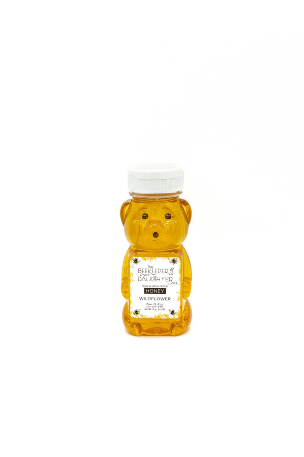 8oz Honey Bear - Raw Wildflower Honey
