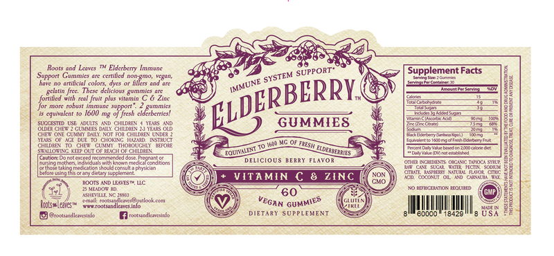 Elderberry Gummies with Zinc + Vitamin C- 60 CT