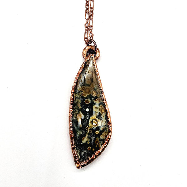 Ocean Jasper Pendant Necklace // Electroformed Jewelry