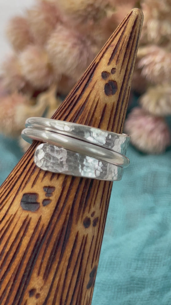 Hill Tribe Fine Silver Ring -Hammered Wrap