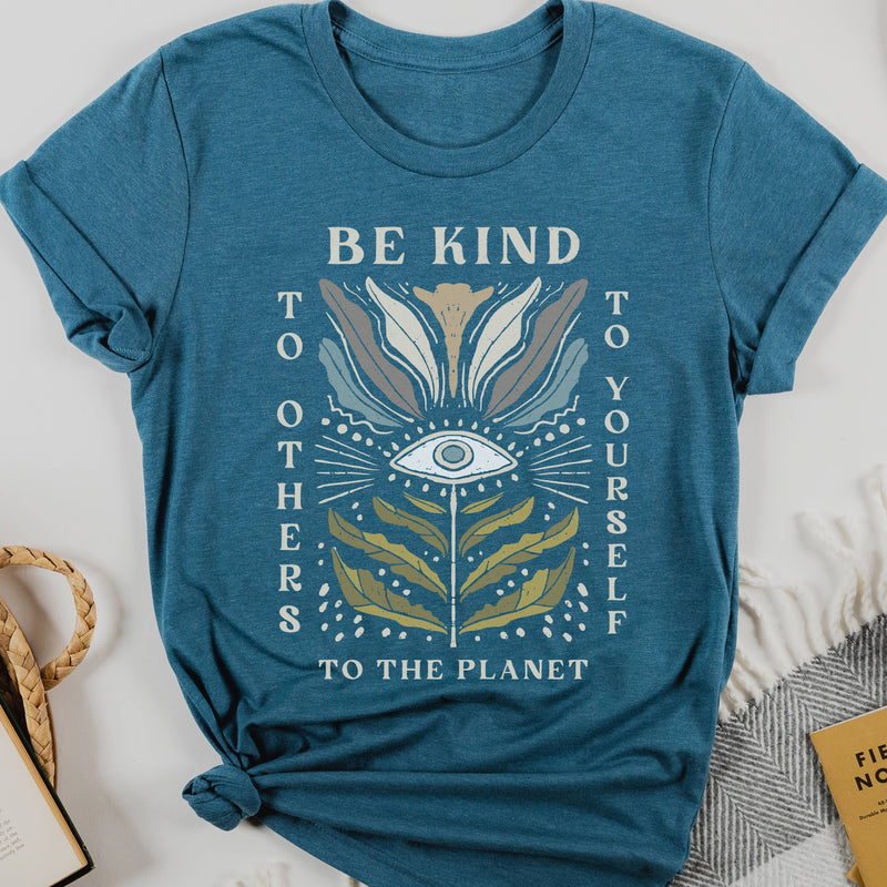 Deep Teal Be Kind Eye Tee/T-Shirt/Eco-Friendly