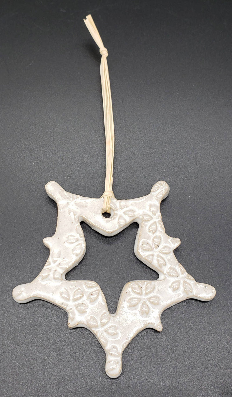 Snowflake Shaped Handmade in Ohio, Stoneware Ornaments