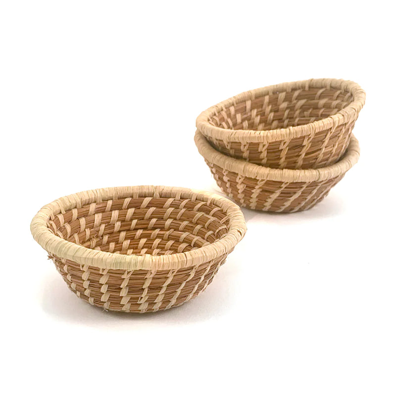 Fair Trade/Handwoven Miniature Pine Needle Basket with Rim