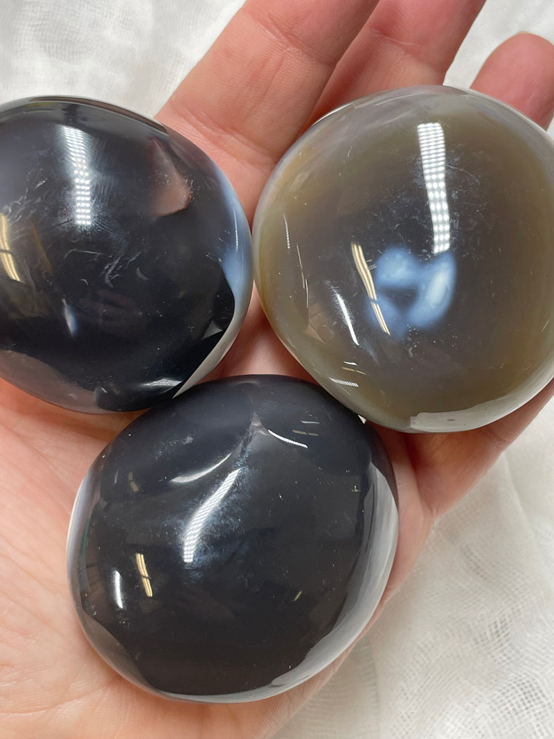 Orca Agate (Blue Agate) Palm Stones / Pebbles